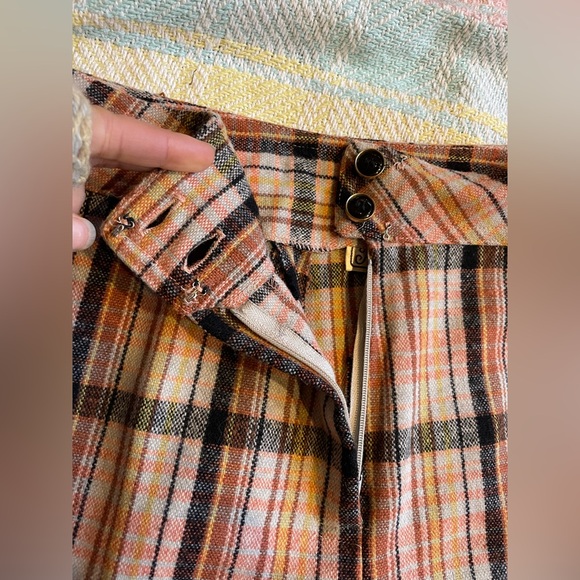 VTG rainbow wool plaid flare bellbottom pants size 8/10 - Picture 5 of 6